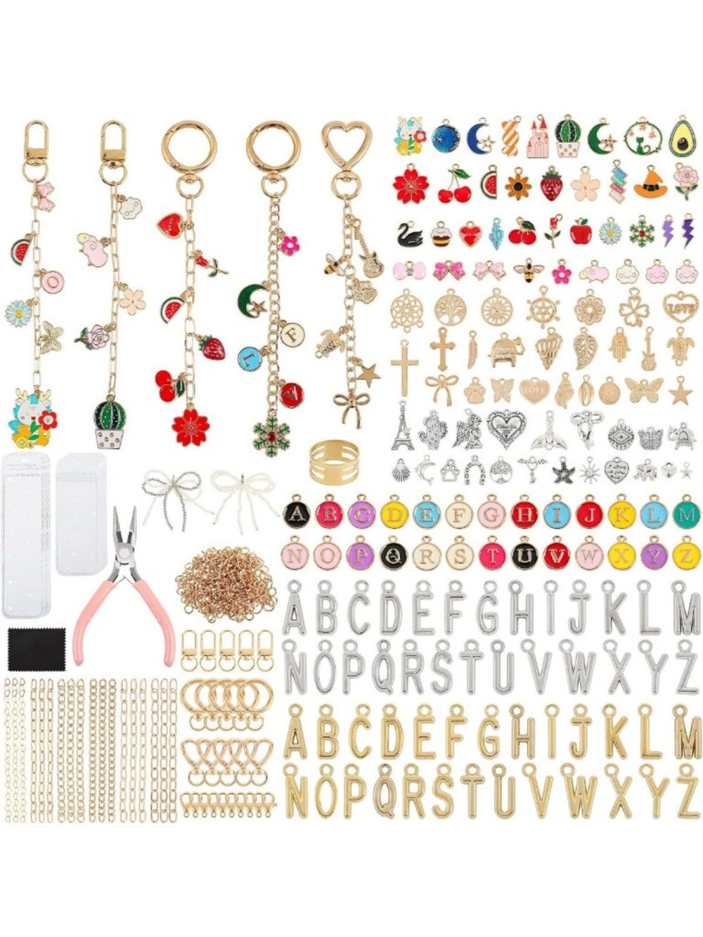 DIY Keychain & Bracelet Making Kit - 548Pcs Craft Set for Bag Charms